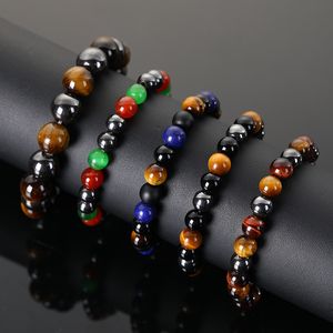 Charm Bracelets Beaded Black Hematite Tiger Eye Strand Bracelet Elastic Glaze Beads bracelets for women men fashion jewelry will and sandy