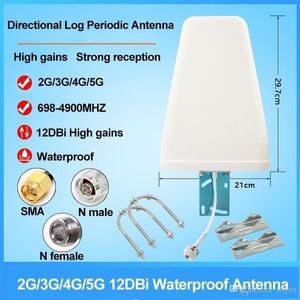 2G 3G 4G 5G bande complete Omni Antenna 12DBi Antenne ad alto guadagno SMA Maschio N Femmina Impermeabile 698-4900MHZ Log direzionale Antenne periodiche