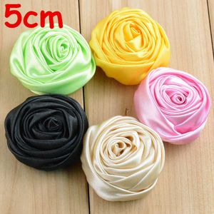 30 pçs / lote 2 polegadas Multilayer Satin Rosettes Rose Flores Para Menina Headband Acessórios De Cabelo DIY FH44 X0722