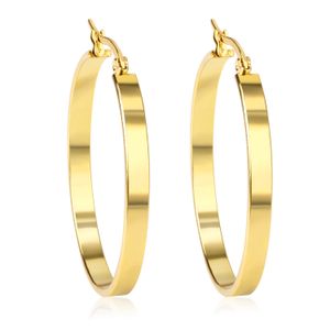 Gold Color Circle Hoop Huggie Earrings 10 20 30 MM Wide Anti allergic Stainless Steel Party Loops Earing for Women Sale