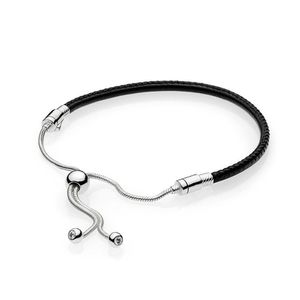 NEW 2021 100% 925 Sterling Silver Black Circle Bracelet Fit DIY Original Fshion Jewelry Gift 123456