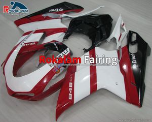 848 2010 2011 Feeding for Ducati 1098 1098S 1198 2007 2009 Bicicleta de rua Red White Black Fairings Peças (moldagem por injeção)