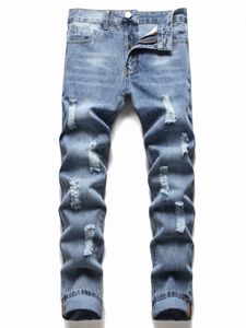 Men Zipper Fly Ripped Jeans 500d#