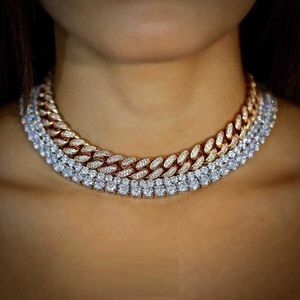 Ny anlände 4mm kubik 5a Iced Out Bling CZ Tennis Chain Halsband Sparking Bling Wedding Bridal Gift Choker 15 16 Halsband X0509
