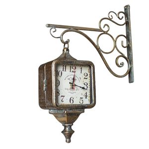 Väggklockor Creative Vintage Clock Metal Double-Sided Large Modern Digital Living Room Reloj Cocina Home Decoration OO50WC