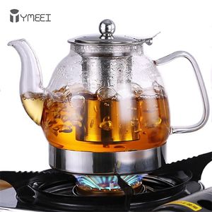 YMEEI 800 1200ML Glass Teapot Gas Stove Induction Cooker Water Kettle Chinese With Filter Heat resistant Flower Tea 210813