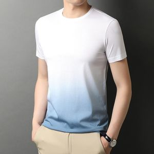 Men's T-Shirts Summer 2022 Fashion Tops O Neck T Shirt Men Ice Silk Gradient Color Short Sleeve Casual Tee Clothes A56