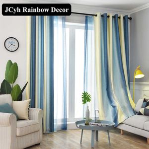 Modern Linen Blackout Curtain For Living room Blue Striped Window Curtain For Bedroom Cortinas salon Fabric Draps Tende 80% 210712