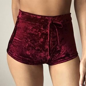 Mulheres Veludo Cordão Shorts Plus Size Casual Cintura Alta Primavera Verão Sexy Skinny Booty Shorts Feminino 210518