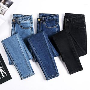 Jeans för kvinnor sträcker sig 2021 Skinny med hög midja denim penna plus storlek 26-311