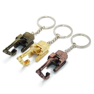 Metal Mini 3D Excavating Machinery Key Chains Excavator Digger Modeling Key Rings Construction Company Gifts