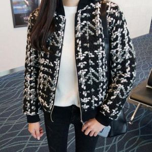 Women's Wool & Blends Blend Coat Female Autumn Short Bomber Jacket Basic Tweed Women Elegant Winter Woolen Casual Thick Outerwear P207