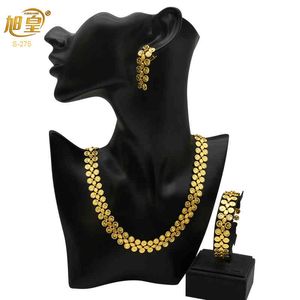 Xuhuang Luxury Dubai Jewelry Set for Women Necklace and Earrings Bracelet Nigerian Bridal Wedding Artificial Jewellery African