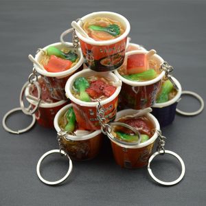 4cm Simulação Drums de Macarrão Instantâneo Keychain Keyring Delicioso Alimento Oriental Tigela Com Hashis em Noodles Charm Thone Strap Saco Móvel Pingente Presente