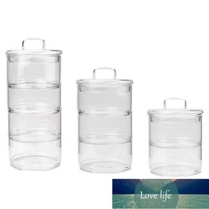 Storage Bottles & Jars Multi Layers Gl Tank Stackable Snack Box Sealed Grains Nuts Can Kitchen Container/