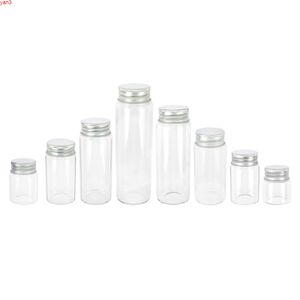 25 ml 30 ml 40 ml 50 ml0 ml 70 ml 80ml 90 ml cam şişe gümüş vida ile alüminyum kap baharat gıda konteyner kavanoz şişeleri DIY 24 PCShigh QTY