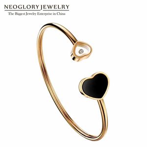 Braccialetti di braccialetti di colore oro rosa del cuore di amore dell'acciaio inossidabile Neoglory per i gioielli di marca del regalo dei gioielli delle donne Q0717