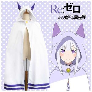 Emilia Costume Cosplay Re Zero Kara Hajimeru Isekai Seikatsu Mantello Morte o bacio Mondo diverso Vita da zero Anime giapponese Y0913