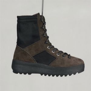 Hög toppdesigner West Season Brown Suede Boots Exklusivt äkta läder snör upp militär öken utomhusverktygsbago
