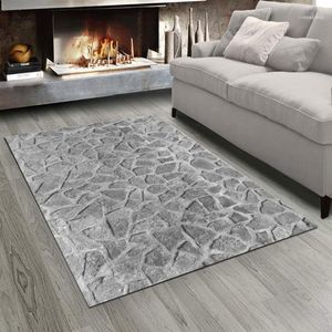 Carpets Else Gray White Wall Stones 3d Print Non Slip Microfiber Living Room Modern Carpet Washable Area Rug Mat1