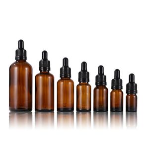 Tamper Evident Lid 5ml-100ml Amber Glass Dropper Bottles E Liquid Reagent Pipette Container for Eye Dropper Aromatherapy Essential Oil