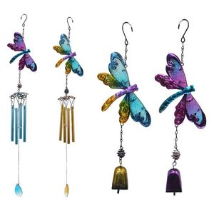 Dekorativa Objekt Figuriner Vind Chimes Dragonfly Hängande Ornament Aeolian Bell Windchime Utomhus Trädgård Heminredning