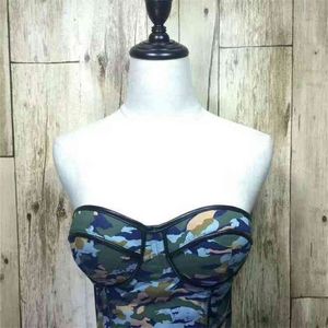 Sexy Women Camouflage Print Corselet Bralette Push Up Reggiseno imbottito Bustier Top corto Regatas Femininas 210527