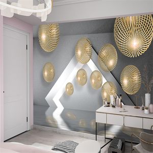 3d Custom Printing Interior Decoration Wallpaper Metal Sphere Extended Space Modern Simple Covering Bedroom TV Background Wall Stickers