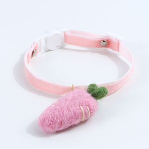 Cat Supplies Handmade velvet felt claw carrot flower cats dogs rabbits collar cute pet adjustable necklace