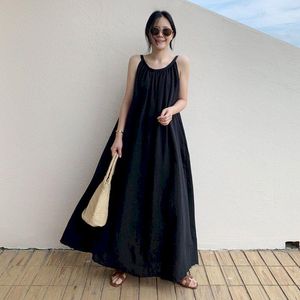 Wholesale linen line dresses for girls for sale - Group buy Casual Dresses Maxi For Women Summer Cotton Linen Sling Dress Thin Soft Girl Sleeveless White Loose A Line Vacation Female Vestidos