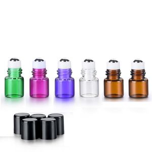 1ml Small Glass Colorful Roller Bottle Fragrance Perfume Bottles Refillable Portable Roll On