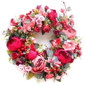 Decorative Flowers & Wreaths Artificial Peony Wreath Rattan String Vine With Green Leaves For Home Wedding Garden Decoration Hanging Garland