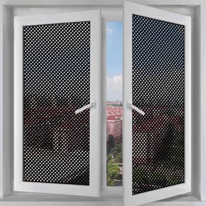 Wholesale home privacy resale online - Wall Stickers Perforated Mesh Window Film Self Adhesive Black Dotted One Way Privacy Glass For Home Office Decoration