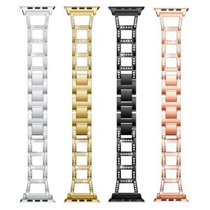 Apple Watch Band Askısı için 40mm 44mm 38mm 42mm Kadınlar Diamond Watchband Series54 3 2 1 IWatch Bilezik Paslanmaz Çelik Sapanlar