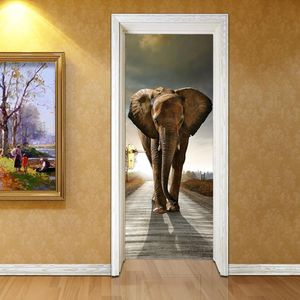 Sfondi Carta da parati 3D Po Elefante PVC Carta da parati impermeabile autoadesiva Decorazioni per la casa Soggiorno Camera da letto Adesivo murale per porta del bagno