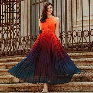 Kadın Elbise Kolsuz Bandaj Renk Eşleştirme Seksi Elbiseler Artı Boyutu Vintage Uzun Yaz Giysileri 210513