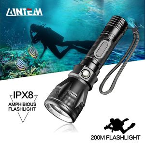 Flashlights Torches Waterproof IPX8 Scuba Diving Light 200 Meter T6 L2 Professional Underwater LED Dive Camping Lanterna Torch By