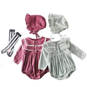 Body Autumn 0-3yyrs Body Double Layer Collar Infant Girls Jumpsuits Cotton Baby Odzież 210417