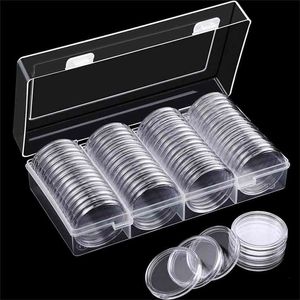 60 sztuk Clear Collection Capsules Monety 41mm Przezroczysty Orzeł Protector Case Box Storage Osłony okrągłe Pojemniki 210922