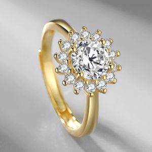 2021 Новый S925 Посеребренные золотые платиновые моисанит, бумат подсолнечника алмазное кольцо женское свадебное участие женские украшения