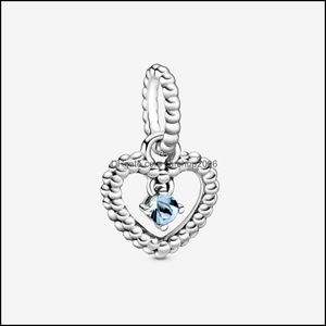Takılar Mücevher Bulguları Bileşenler 100% 925 Sterling Sier Aqua Mavi Boncuklu Kalp Sallantı Orijinal Avrupa Cazibesi Bilezik Moda Kadınlar