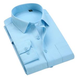 Högkvalitativ Classic Twill Men's Social Shirts Långärmad Vanlig Fit Casual Plus Storlek 5XL Klänningskjorta 210628