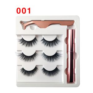 3Pairs Eyelashes magnetiche False ciglia + eyeliner liquido + Tweezer Eye Makeup Set 3D Magnete Disponibile