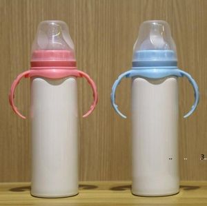 New8oz Sippy 아기 텀블러 Stainnless 철강 우유 병 핸들 휴대용 키즈 머그잔 어린이 해상 운송에 대 한 이중 벽 먹이 EWA5198