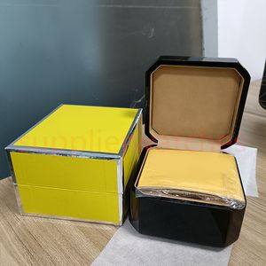 HJD wysokie walizki jakości czarny pudełko z tworzywa sztucznego ceramiczna skórzana certyfikat ręczny żółty drewno opakowania zewnętrzne zegarki Akcesoria Przypadki 2022 251020