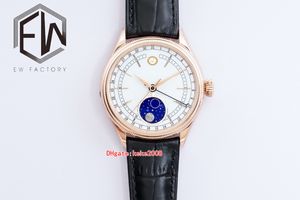 Orologi EWF uomini orologi da polso 50535 39 mm alligatore in oro rosa cinturino in pelle zaffiro eta 3132 movimento mensile lavoro calendario mensile orologi da uomo meccanico automatico