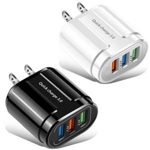 Carregadores rápidos QC3.0 18W UE EUA Carregador de parede Adaptador de energia para iPhone 12 13 14 15 Samsung Android Phone PC MP3