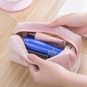 Wholesale tool carry bags resale online - Cosmetic Bags Cases Women Bag Toiletries Tool Travel Organizer Solid Color Storage Easy Carry Case Flannel Zipper Ladies Makeup