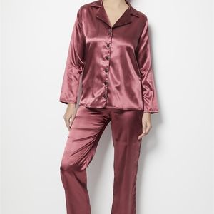 Satin Pajamas Zestaw dla kobiet Home Garnitur Sexy Sen Plus Size Nightgown 2 szt. Oddychająca wiosna i lato Luźne spodnie Moda 211112