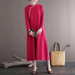 Johnature kvinnor stickade pullover tröjor klänningar står långärmad höst solid färg patchwork spets mjuk kvinnlig klänning 210521